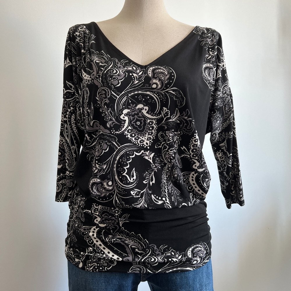 White House Black Market - Black & White Paisley Shirt / Top